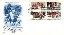 Season's Greetings Christmas 1982 Block of Stamps First Day Covers First Day Cover First Day Cover First Day Cover