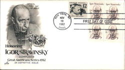 Honoring Igor Stravinsky Composer Great Americans Series - 1982 First Day Covers First Day Cover First Day Cover First Day Cover