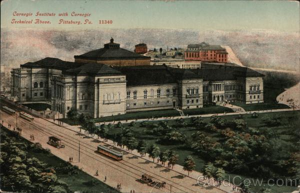 Carnegie Institute with Carnegie Techical Above Pittsburgh Pennsylvania