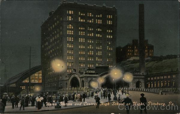 Union Station and Central High School at Night Pittsburgh Pennsylvania