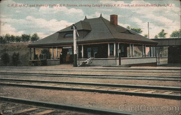 C.R.R. of N.J. and Railway Valley R.R. Station, Showing Lehigh Valley R.R. Track, at Aldene Roselle Park