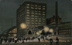 Union Station and Central High School at Night Postcard