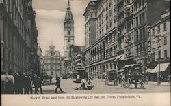 Market Street west from 11th Street Showing City Hall and Tower Postcard