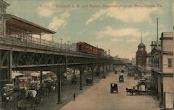 Elevated R.R. and Station, Delaware Avenue Postcard