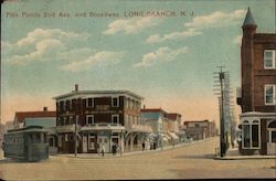 Five Points 2nd Ave. and Broadway Long Branch, NJ Postcard Postcard Postcard