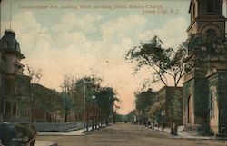 Communipaw Ave. Looking West, Showing Dutch Reform Church Postcard