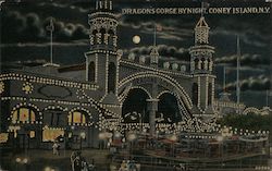 Dragon's Gorge by Night, Coney Island Brooklyn, NY Postcard Postcard Postcard