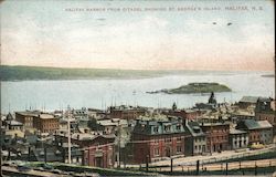 Halifax Harbor from Citadel Showing St. George's Island Nova Scotia Canada Postcard Postcard Postcard