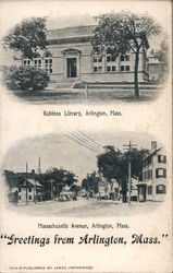 Robbins Library and Massachusetts Avenuer Postcard