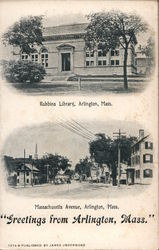 Robbins Library and Massachusetts Avenuer Arlington, MA Postcard Postcard Postcard