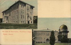 Rice Hall & Observatory, Washburn College Postcard