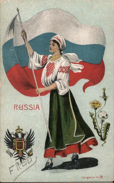 Woman with Flag Russia