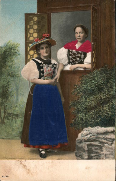 Two women by a window Silk & Fabric Applique