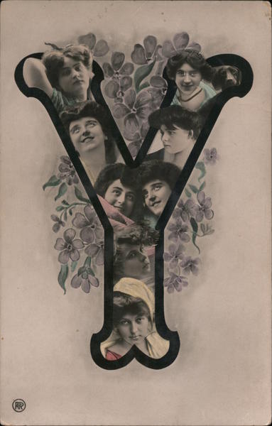 Women's Faces in Y Alphabet Letters