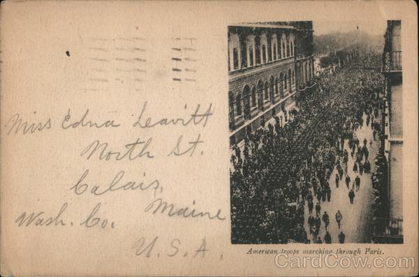 American troops marching through Paris. World War I