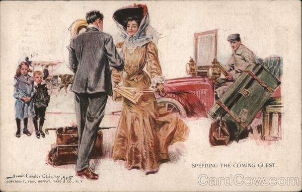 Speeding the Coming Guest - A Family Traveling Howard Chandler Christy