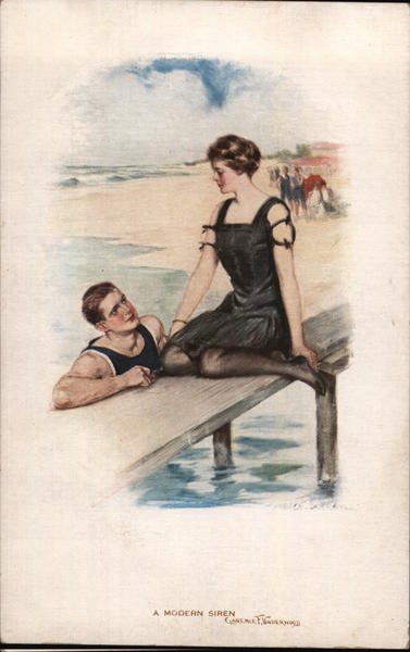 Victorian Couple at Beach Clarence F. Underwood Swimming