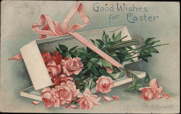 Box of Pink Easter Flowers Ellen Clapsaddle