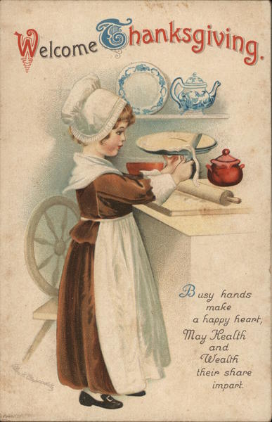 Welcome Thanksgiving Ellen Clapsaddle Pilgrims