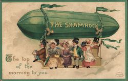 People Riding on Derigible Called "The Shamrock" Postcard