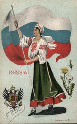 Woman with Flag Postcard