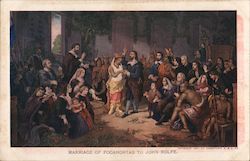 Marriage of Pocahontas to John Rolfe. Native Americana Postcard Postcard Postcard