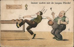 Two Men Bowling Postcard