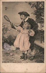 A New Toy - Badminton Postcard