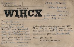 W1HCX: Glenbrook CT Postcard