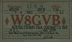 W8GVB: Marion, Ohio QSL & Ham Radio Postcard Postcard Postcard