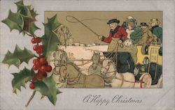 Family Riding in Horse Drawn Carriage Postcard