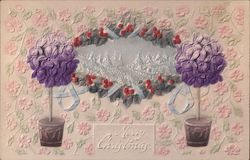 Christmas Scene on 3-D Framed Card Postcard