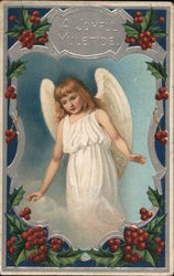 Angel in Holly Frame Postcard