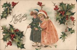 Two Children Out in Snow Postcard
