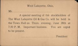 West Lafayette Oil & Gas Co. Postcard