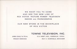 Towne Television, Inc. Norwalk, CT Postcard Postcard Postcard