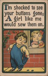 I'm shocked to see your buttons gone; a girl like me would sew them on. Postcard