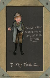 To My Valentine - A Boy In a Coat and Hat Postcard