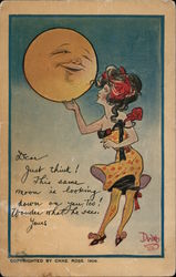 Girl Wishing on Moon DWIG Postcard Postcard Postcard