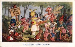 Fairies Sewing Meeting, Mending Done Free Postcard