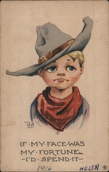 Drawing of Young Cowboy Postcard