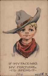 Drawing of Young Cowboy Cowboy Kids Postcard Postcard Postcard