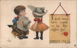 Cowboy Kids Couple Postcard