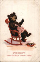 Wednesday: This Little Bear Mends Clothes Days of the Week Postcard Postcard Postcard