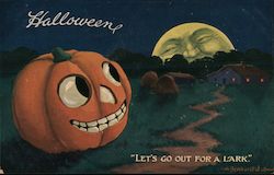 Halloween JOL & Moon Postcard Postcard Postcard