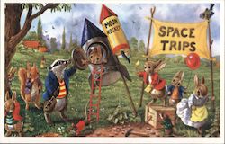 Animals Taking "Space Trips" Postcard