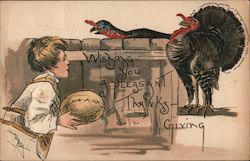 Wishing You a Pleasant Thanksgiving Turkeys Postcard Postcard Postcard