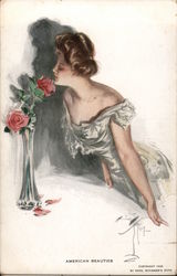 American Beauties -- Woman smelling a rose Postcard