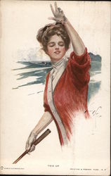 Woman with Her Hand Raised Postcard