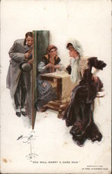 Fortune teller: "You will marry a dark man" Postcard